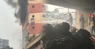 ৫০ মিনিট পর নিয়ন্ত্রণে পুরান ঢাকার হাজি টাওয়ারের আগুন